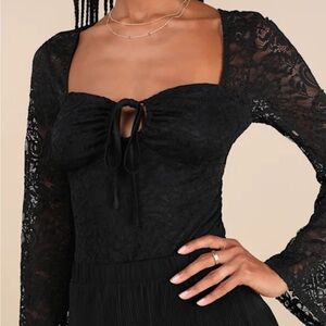 Brand new Black Lace Keyhole Long Sleeve Top